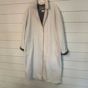 Vintage  80's Calvin Klein Cotton Trench Cream  Coat Size Medium